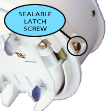 sealable latch screw closeup